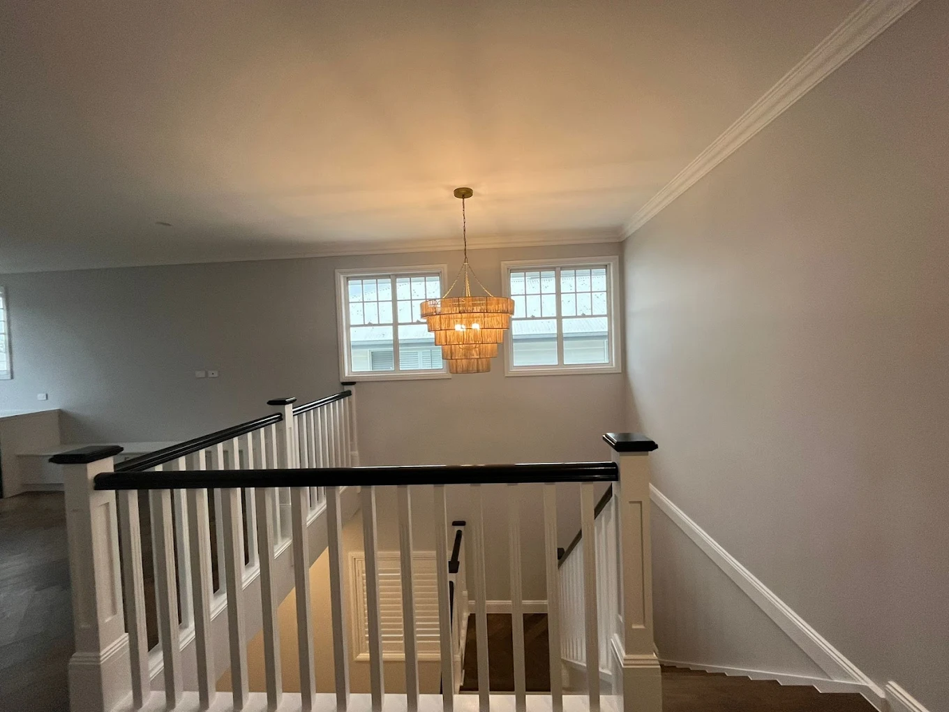 Upper landing with chandelier